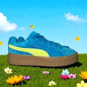 Puma Women's Blue and Yellow Sneakers